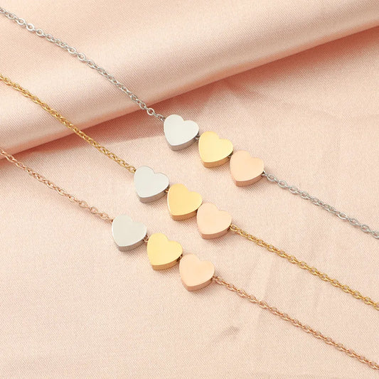 Tiny 3 Colors Heart Charms Pendant Necklaces for Women Sweetheart Love Heart Chokers